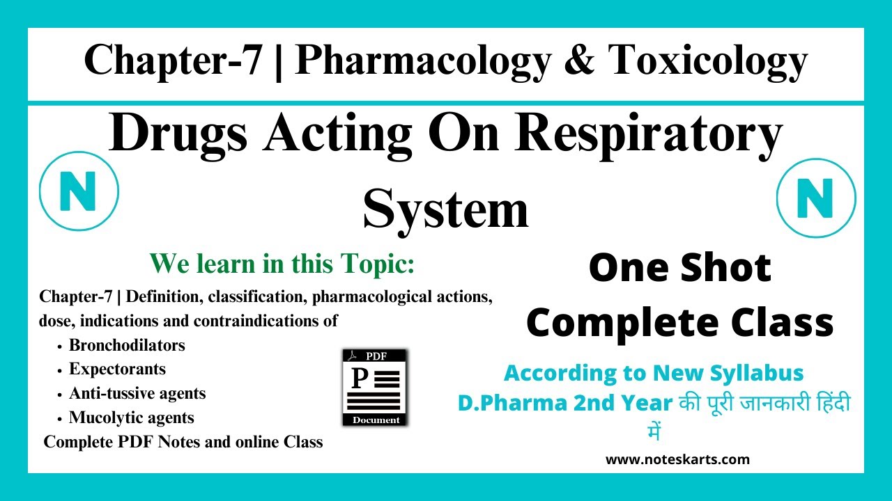 Pharmacology Chapter-7 d pharma 2nd year | Drugs Acting On Respiratory System | Complete Class Hindi