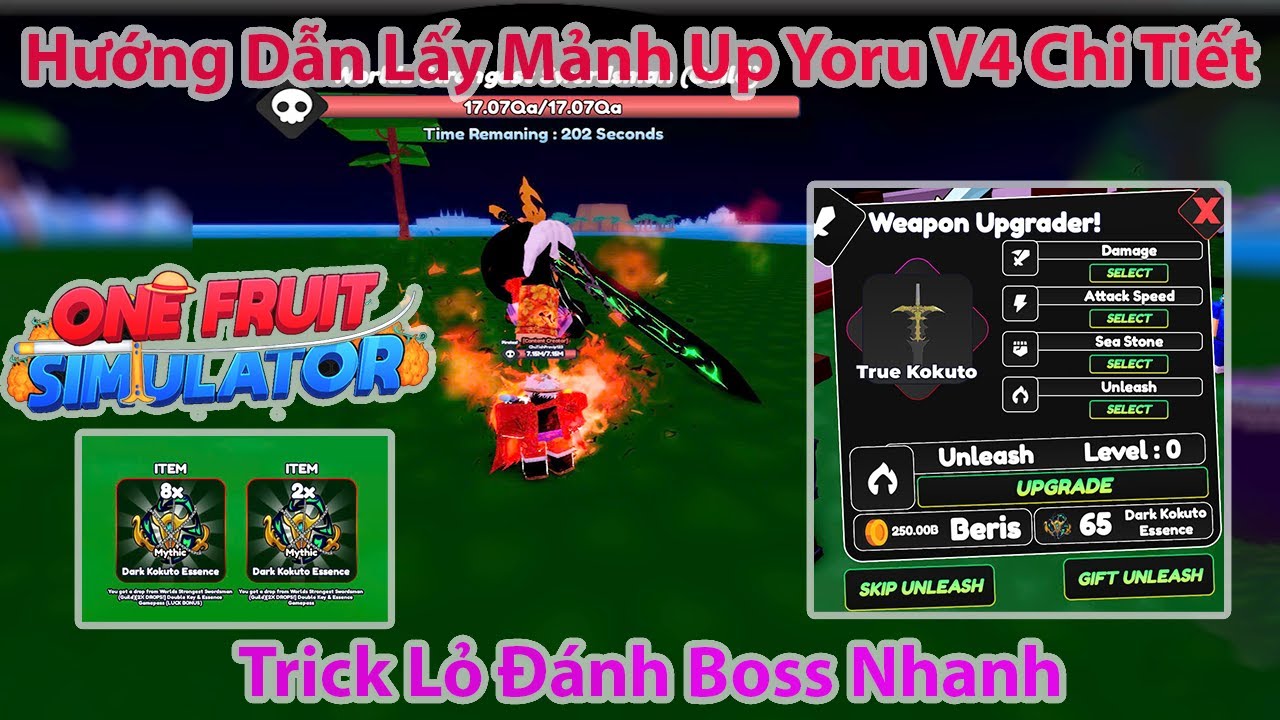 One Fruit -  Hướng Dẫn Lấy Mảnh Up Yoru V4 Chi Tiết Và Trick Lỏ Đánh Boss Nhanh | Roblox