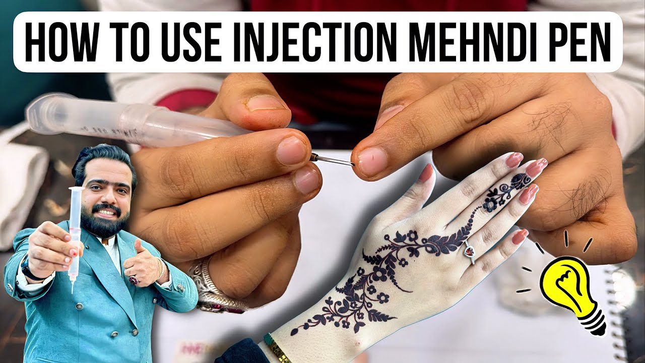 How to use injection | mehndi applicator | mehndi pen cone mehndi | method | trick by Hassan 2024