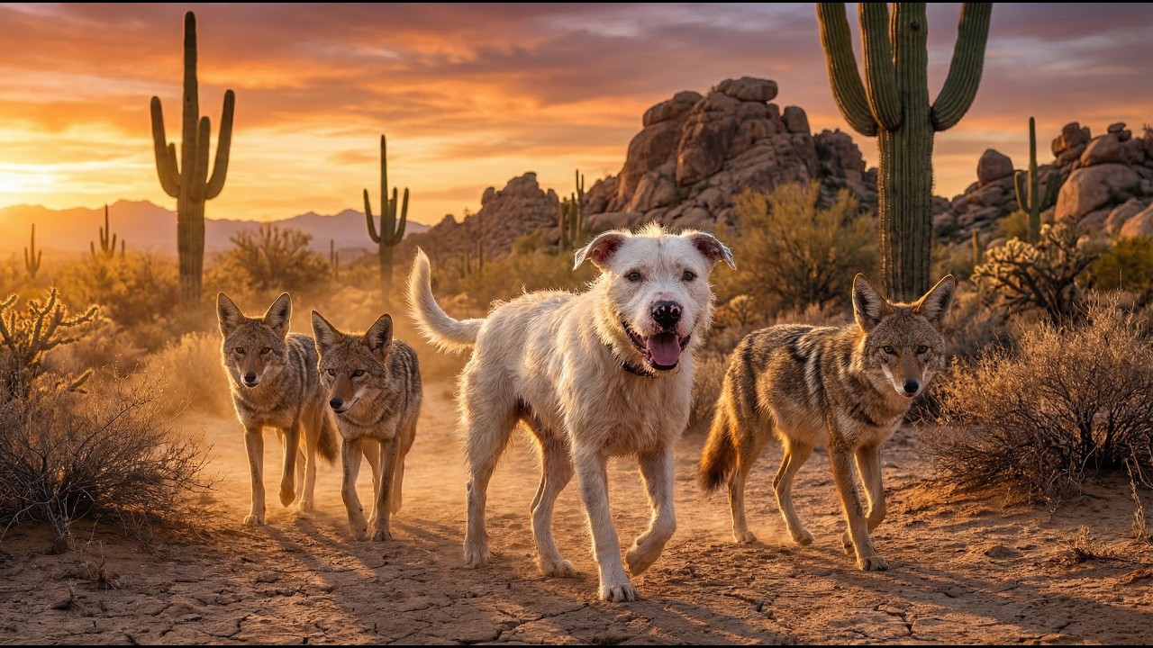 Собака выжила в условиях жизни с стаей койотов.