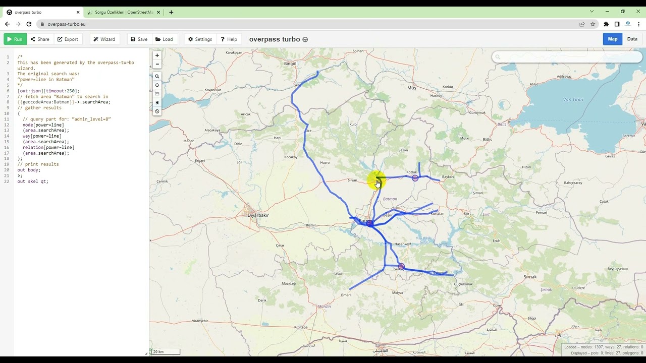 OSM (OPEN STREET MAP) ile Enerji Nakil Hattı ve Trafo Verisi İndirme
