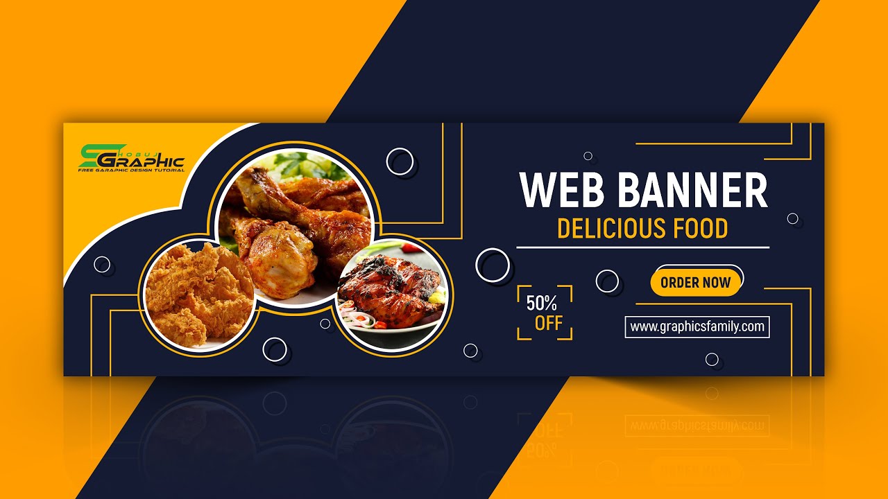 Professional Website Food Banner Design - Adobe Photoshop Tutorial