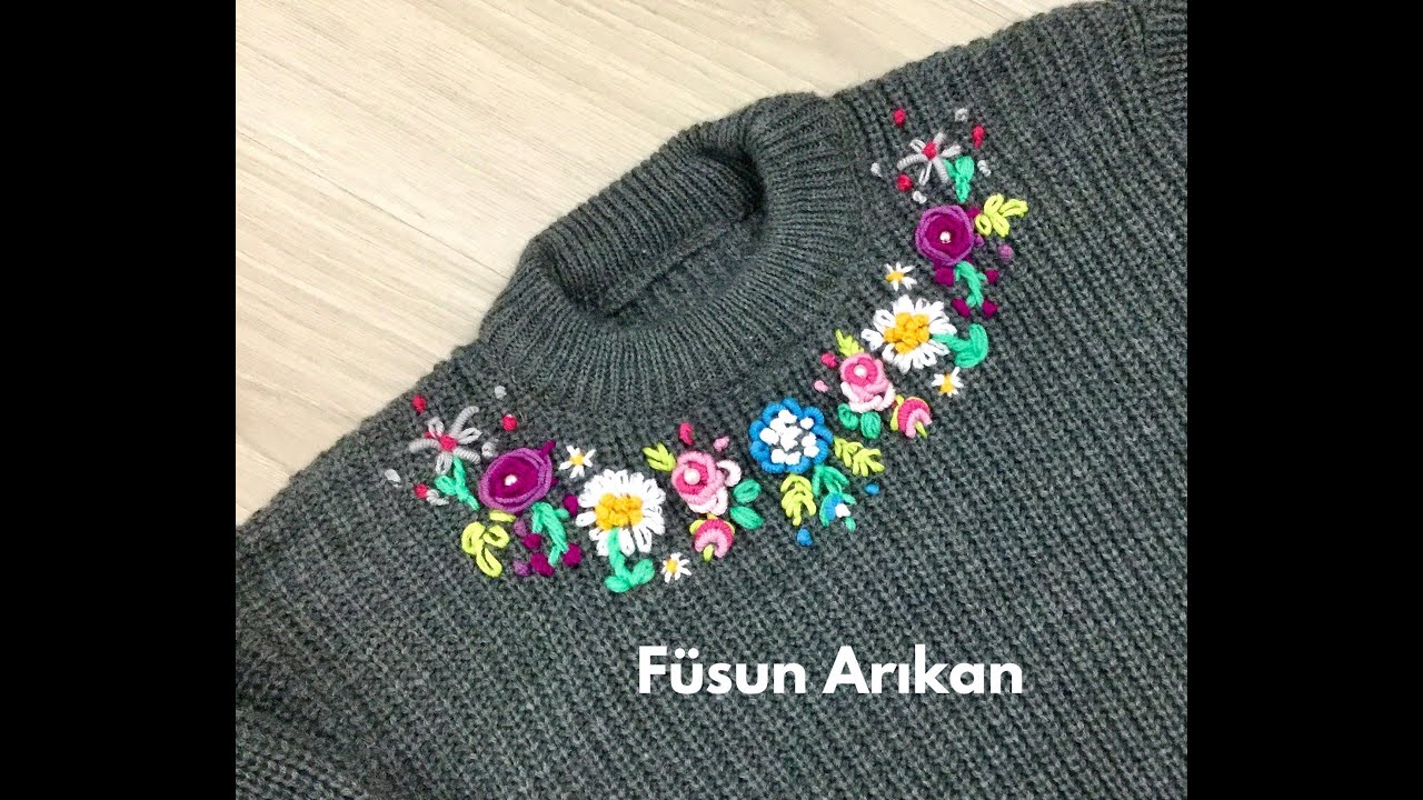 ÖRGÜ ÜZERİNE EL NAKIŞI İŞLEME ANLATIMI (EMBROİDERY ON KNİTTİNG)