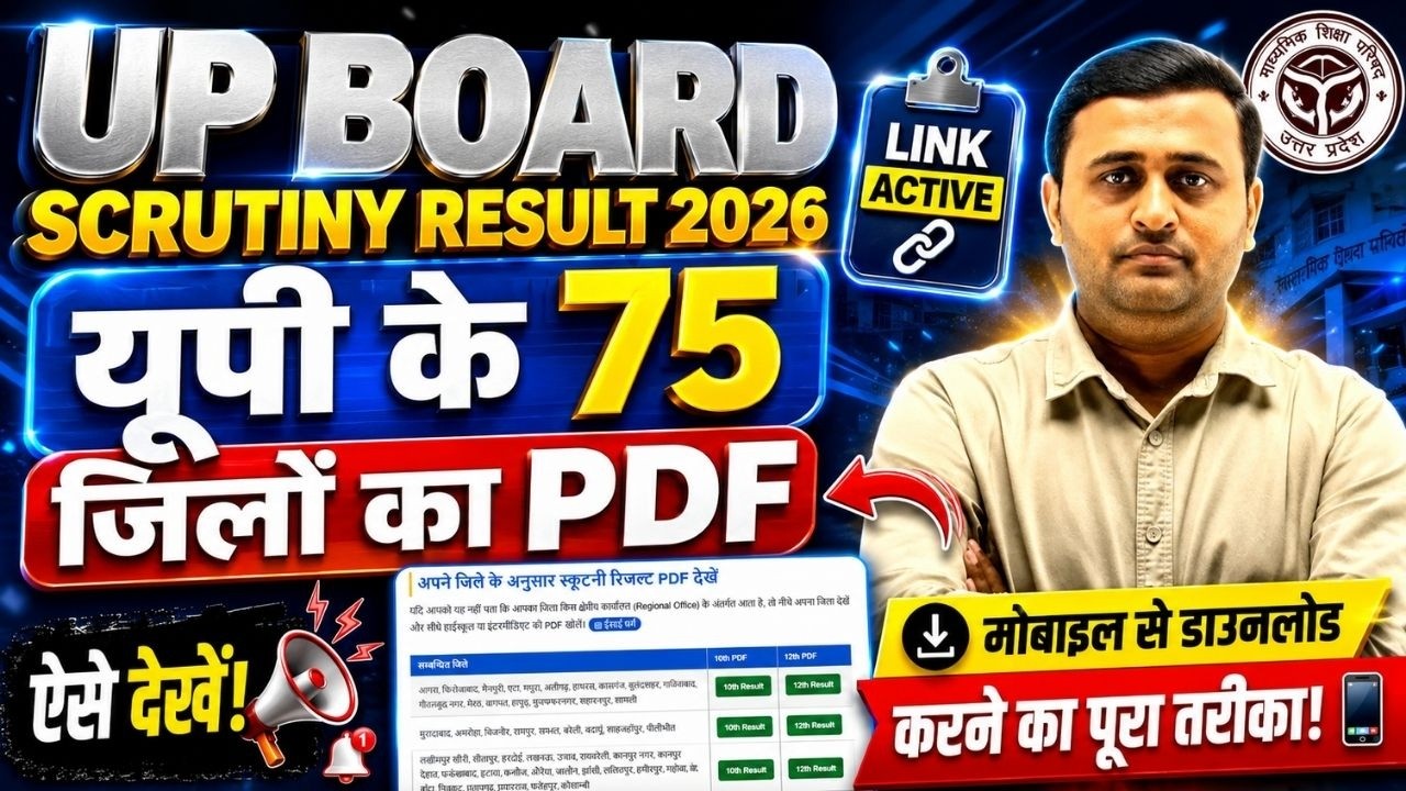 UP Board Scrutiny Result 2026 | सभी 75 जिलों का PDF जारी | Link Active| Mobile से Download कैसे करें