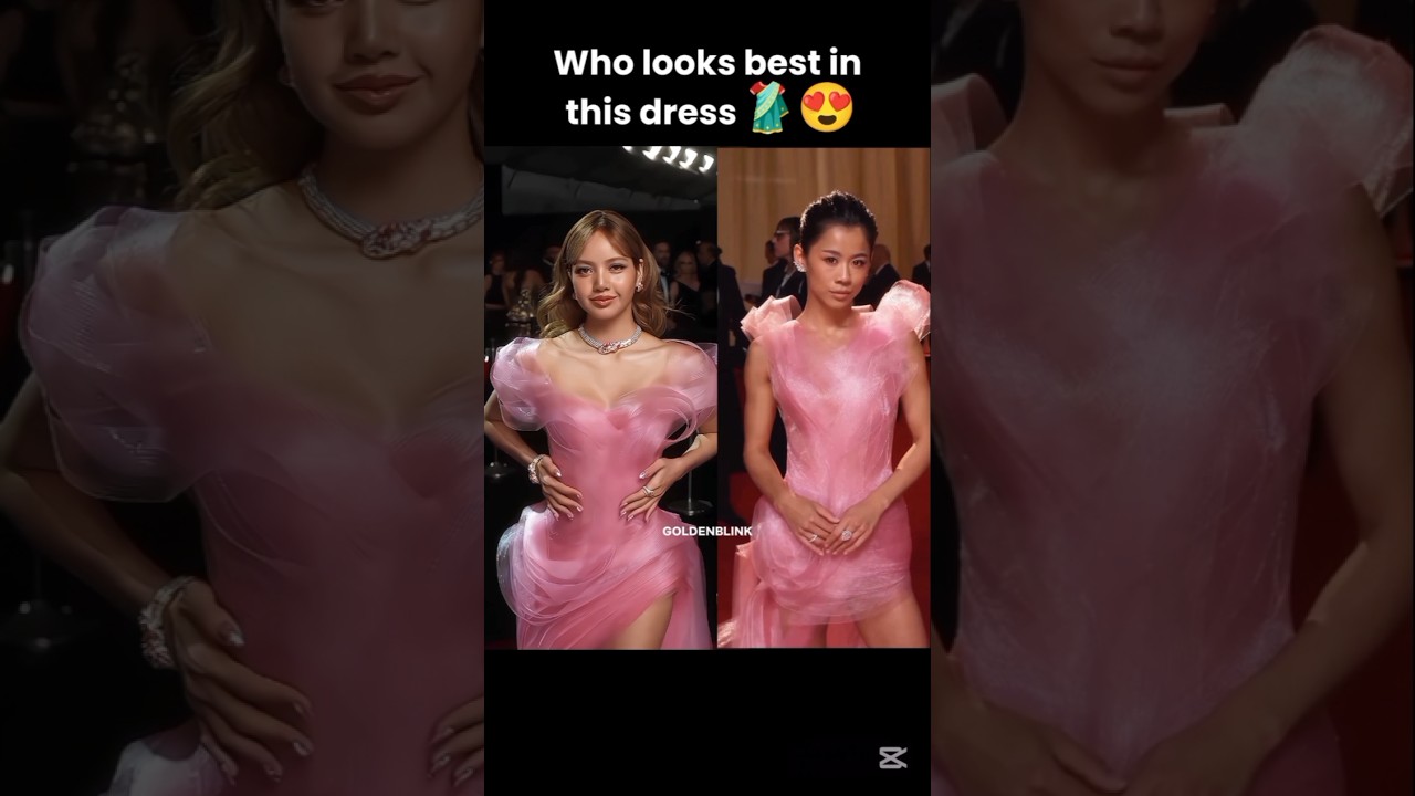 Who looks best in this dress🥻😍 Lisa or Leah Lewis 🤔 #blackpink #shorts #fyp #lisa #trending #viral
