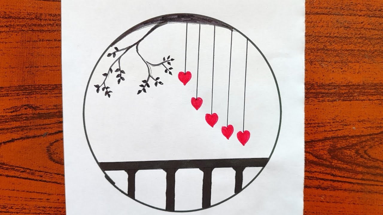 Circle drawing for beginners|Beautiful circle scenery drawing|Draw with Reya