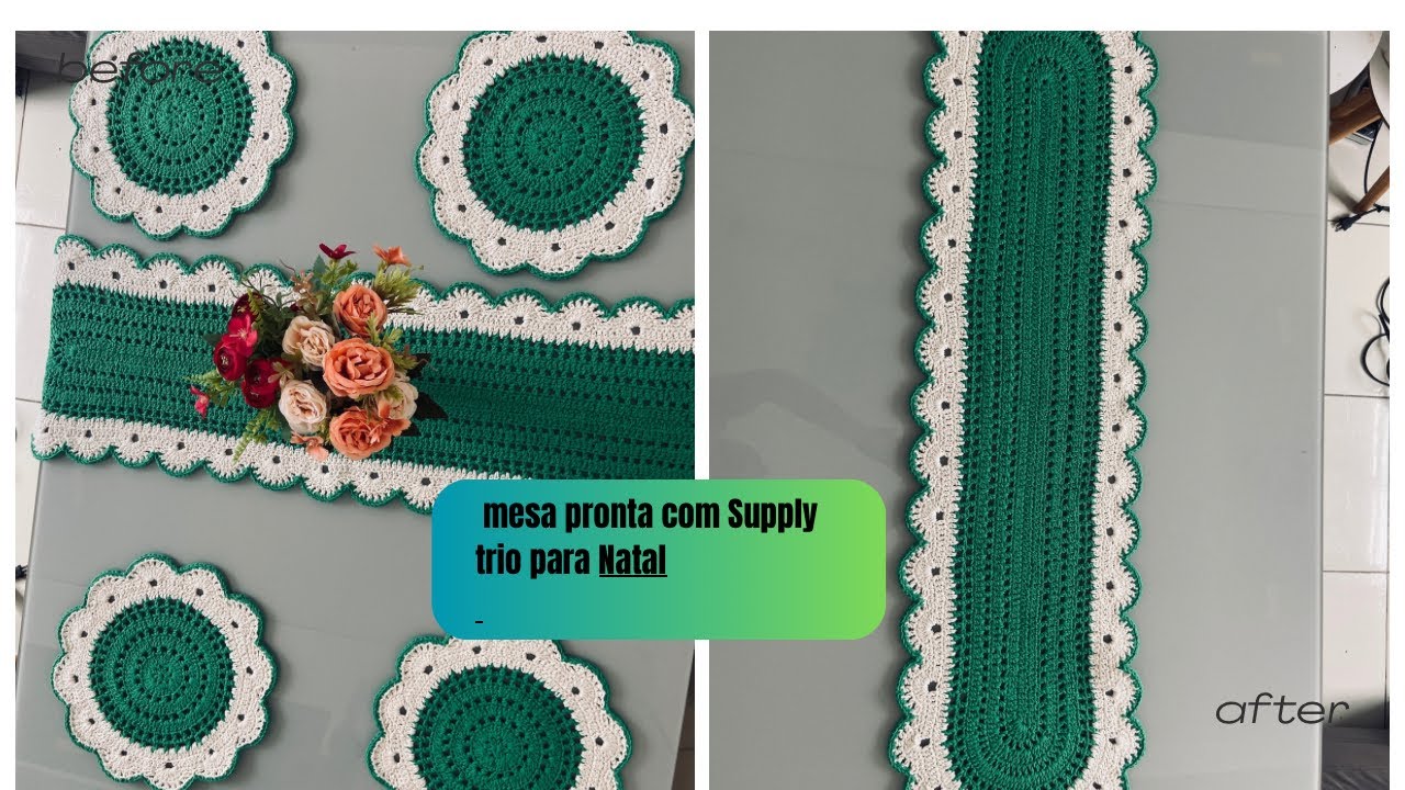 Produção NATALINA/ jogo de mesa #crochê