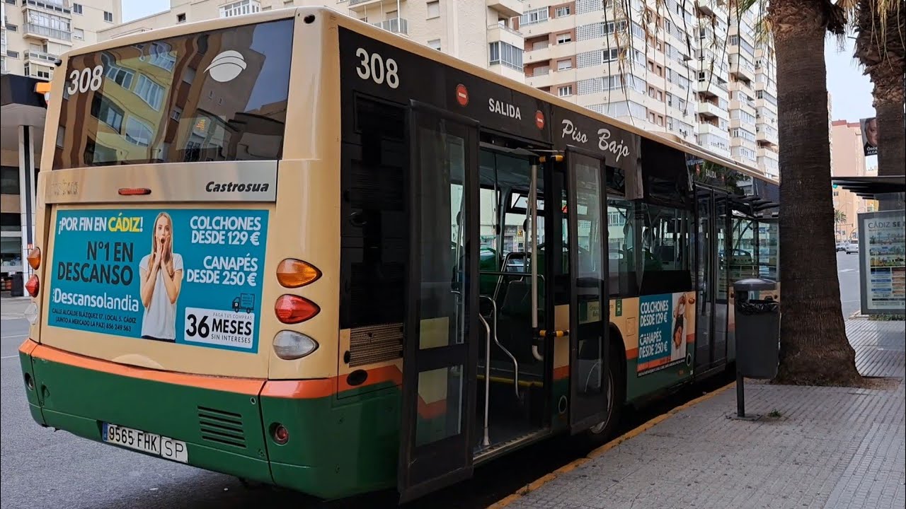 Línea 1 por paseo marítimo y Cortadura (Irisbus Castrosua City Versus) - Bus urbano de Cádiz