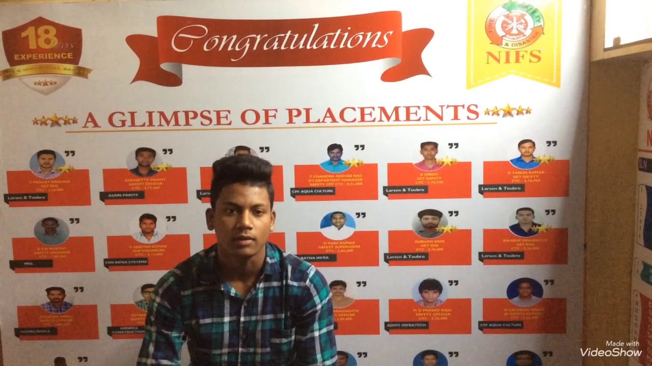 #NIFS Student Testimonial selected as a #SafetyExecutive in #slplindia