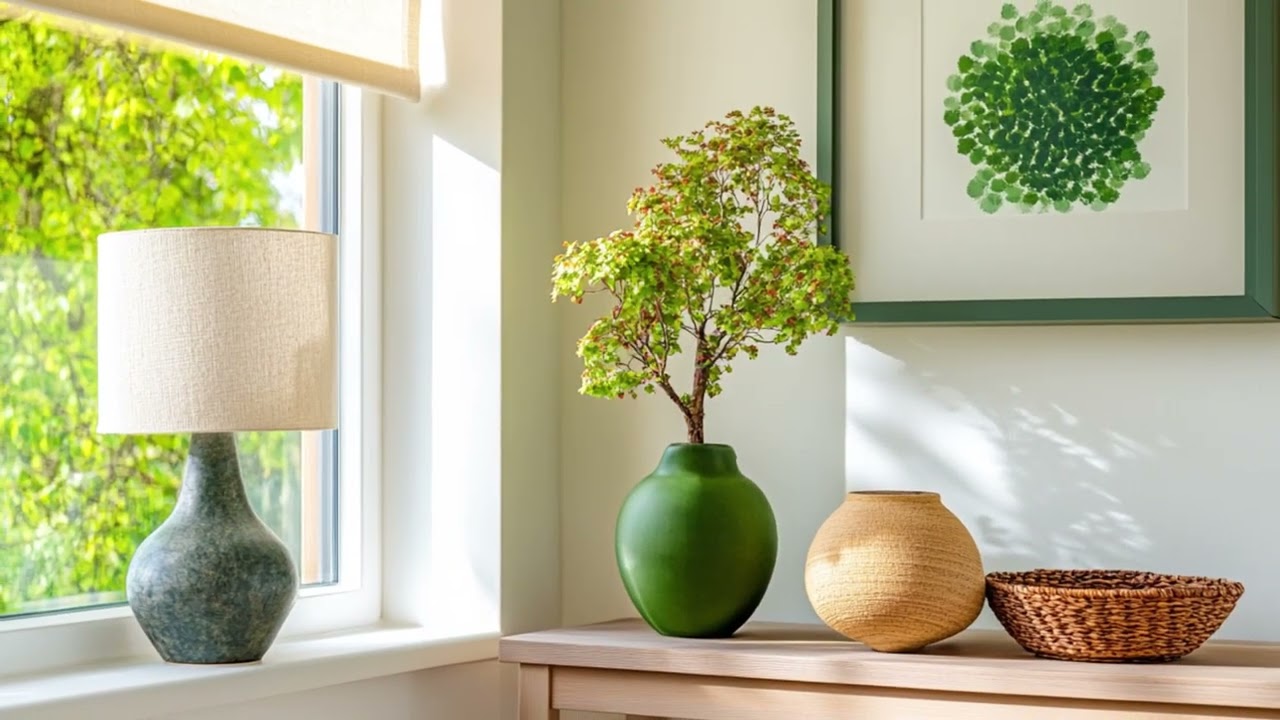 Soft Nature Lines Refined Japandi Entryway & Hallway with Airy Green Accents