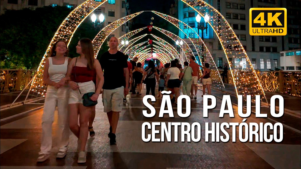 NATAL CENTRO HISTÓRICO SP 【4K】TOUR PELO CENTRO DE SÃO PAULO DECORADO NATAL 2025