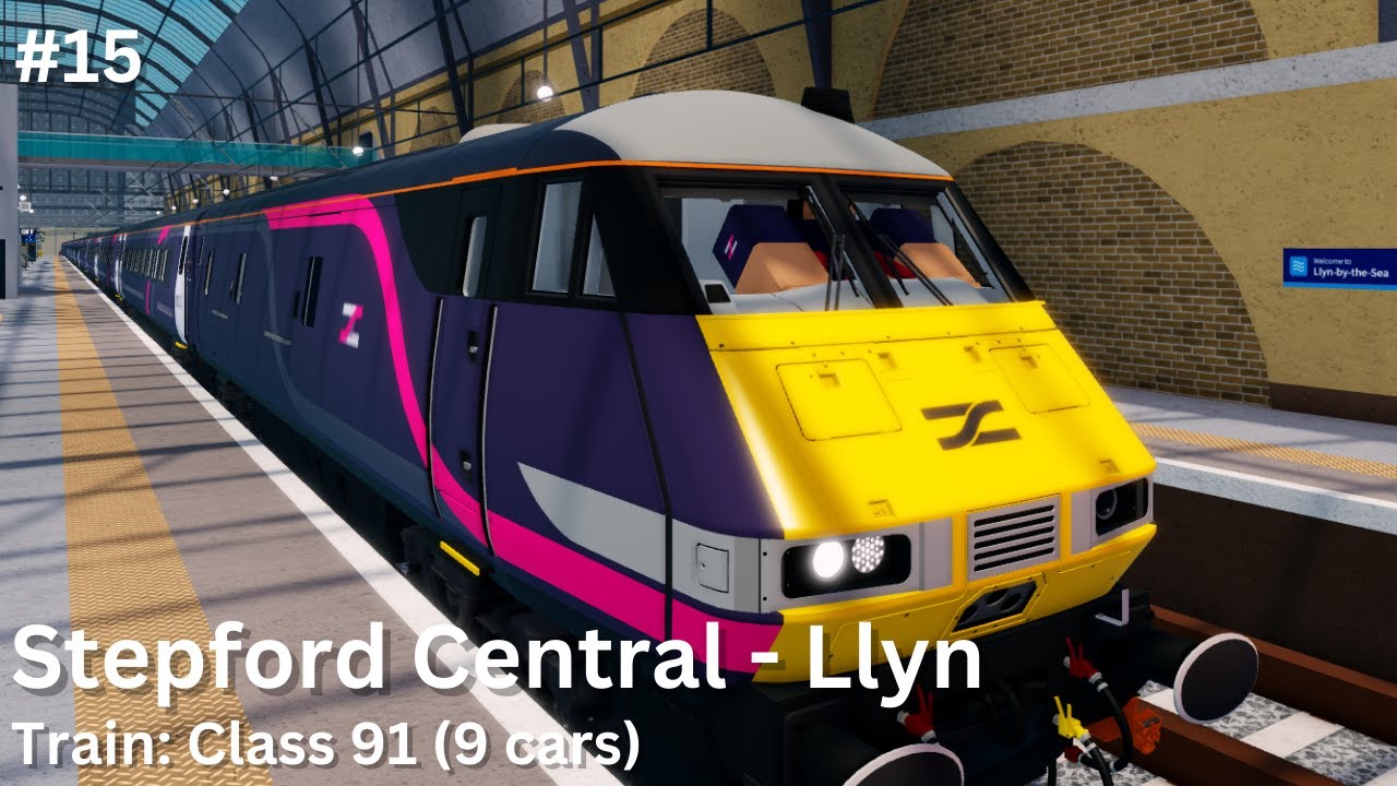 SCR Timelapse | Stepford Central - Llyn-by-the-Sea - via Morganstown | Class 91 (9 cars) | Roblox