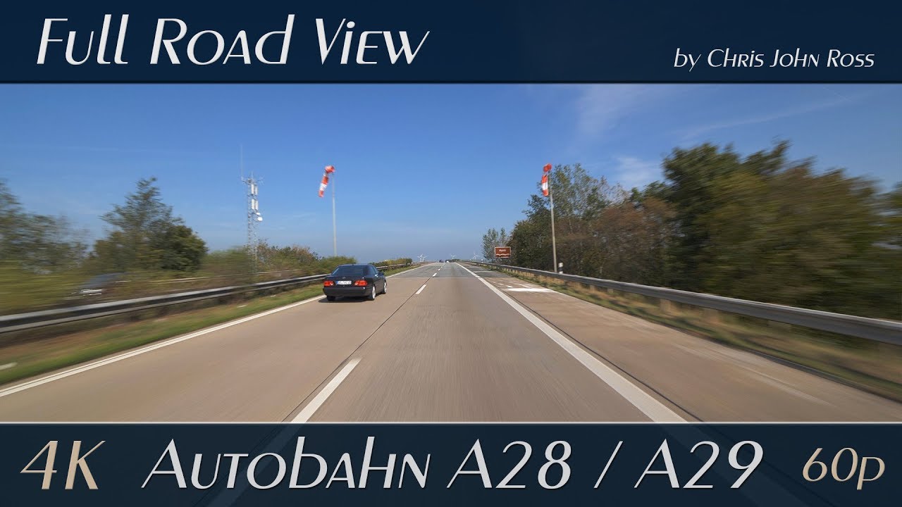 Autobahn (A28, A29), Germany: RP Hemmelsberg - Kreuz Oldenburg-Ost - RP Bornhorster Wiesen Ost - 4K
