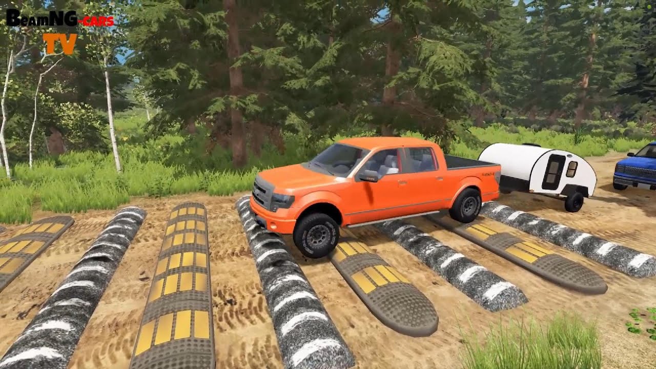 Cars vs Massive Speed Bumps vs potholes #435 beamng drive live 3
