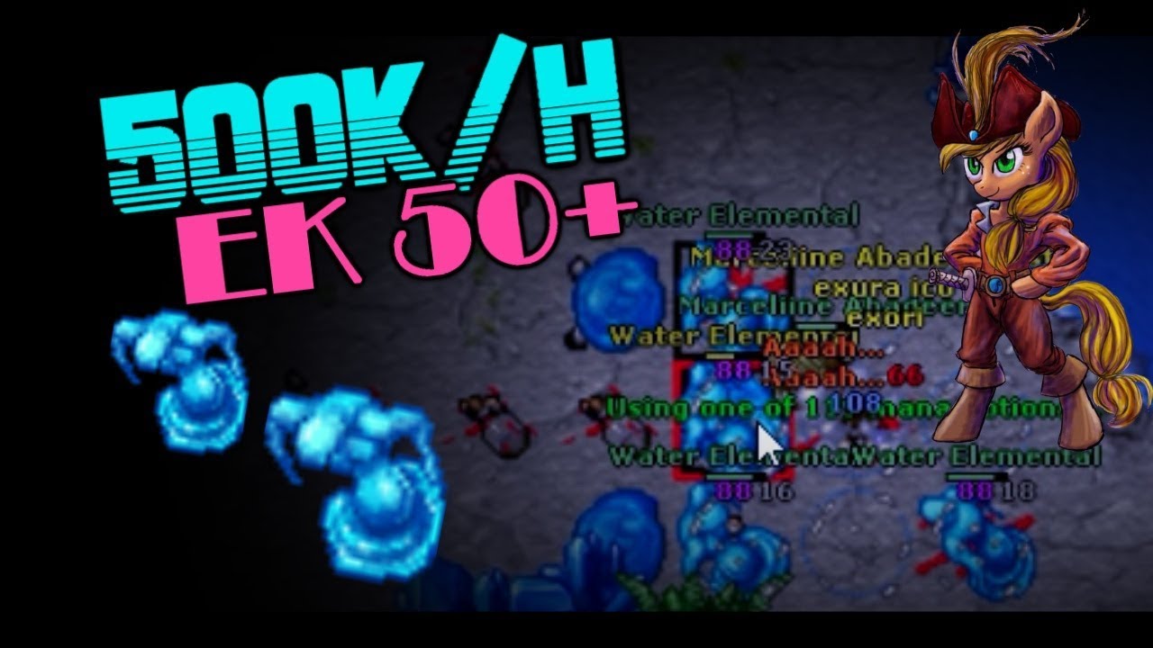 [EK 50+] Hunt Knight Solo Water Elemental | 500k/h | Fast Exp - Tibia