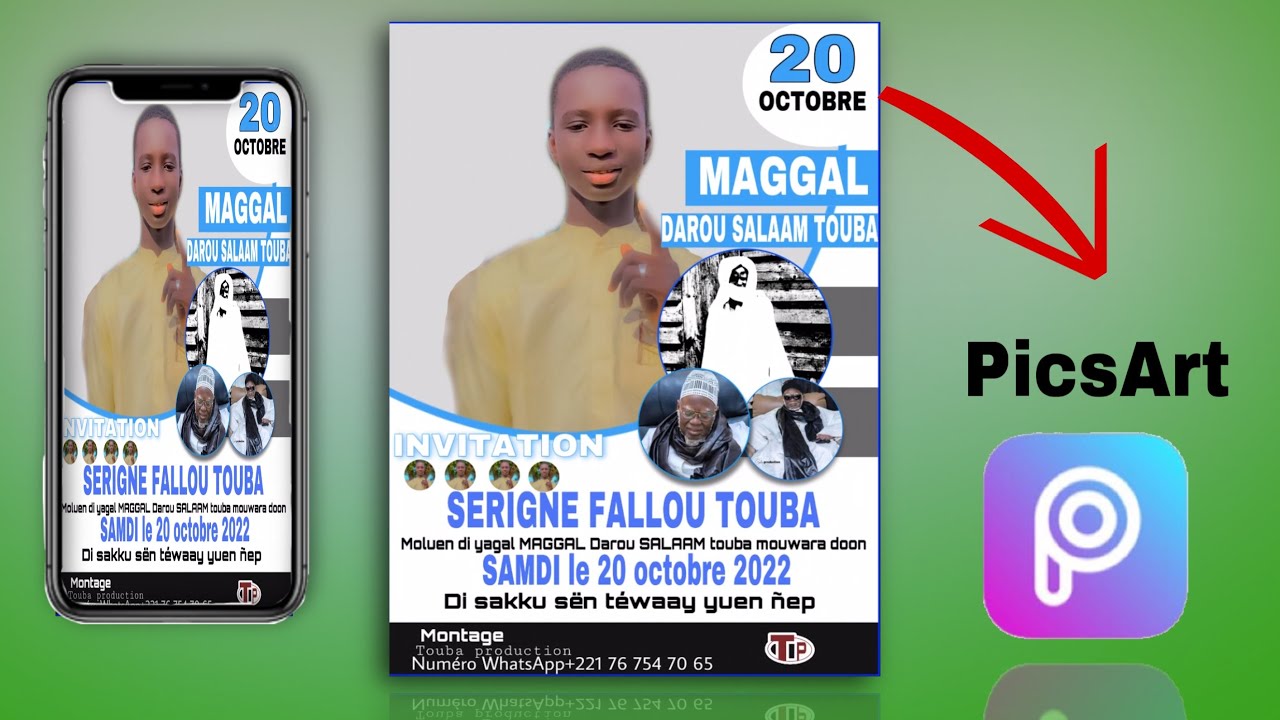 Comment faire affiche préparation MAGGAL sur Picsart en wolof