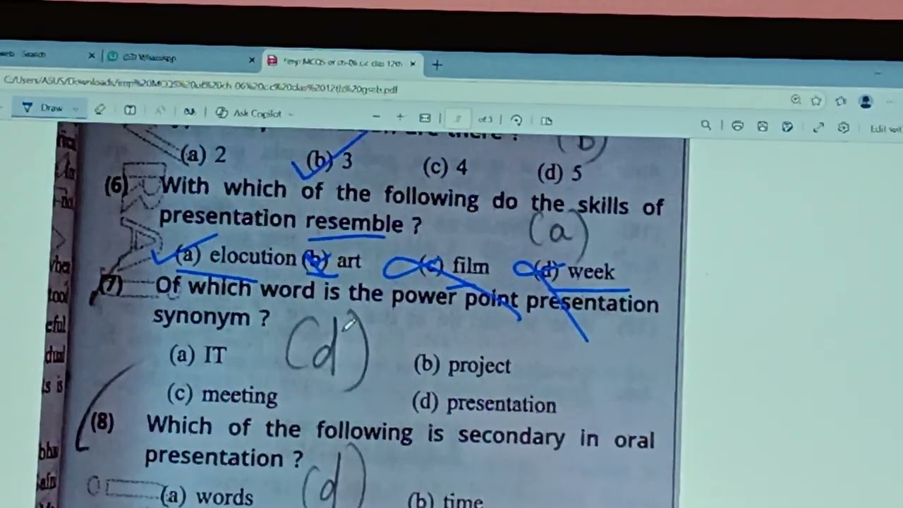 MOST IMP MCQS OF C.C  CH-06 PRESENTATION SKILLS.