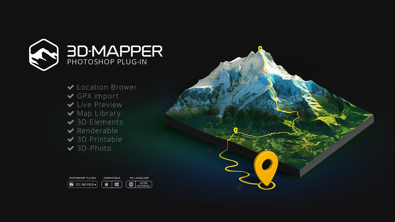 3D Map Generator - 3D Mapper - Photoshop plugin