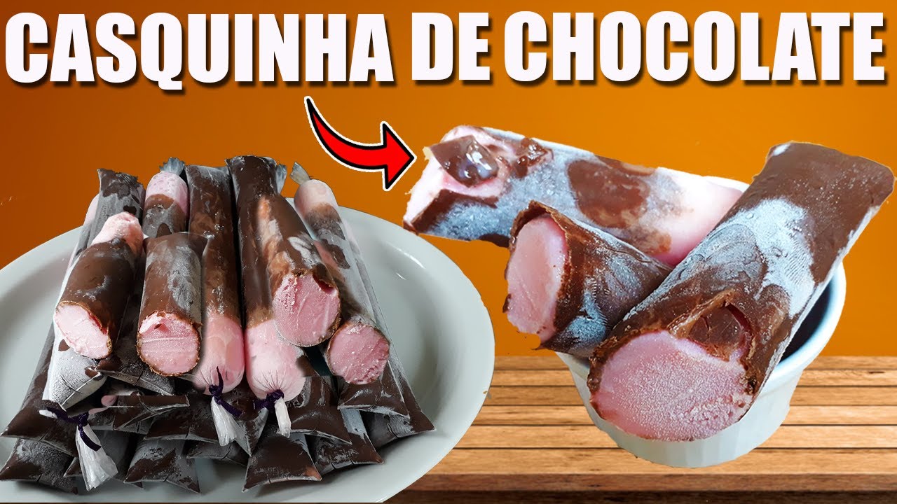 Geladinho Com CASQUINHA de CHOCOLATE ( Sensação ) FAÇA E VENDA MUITO !