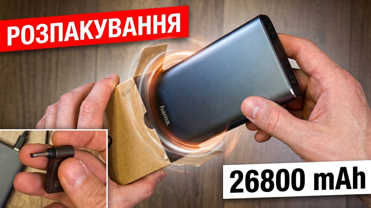 Відеорозпакування із MOYO — Портативний зарядний пристрій Hama Universal 26800mAh 60W, PD Grey