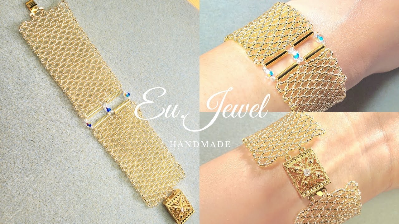 [Handmade Jewelry] Netted Bracelet | 비즈공예 팔찌 만드는 방법 | 針と糸で編んでいく高級感あふれるネッティングブレスレット ビーズステッチ