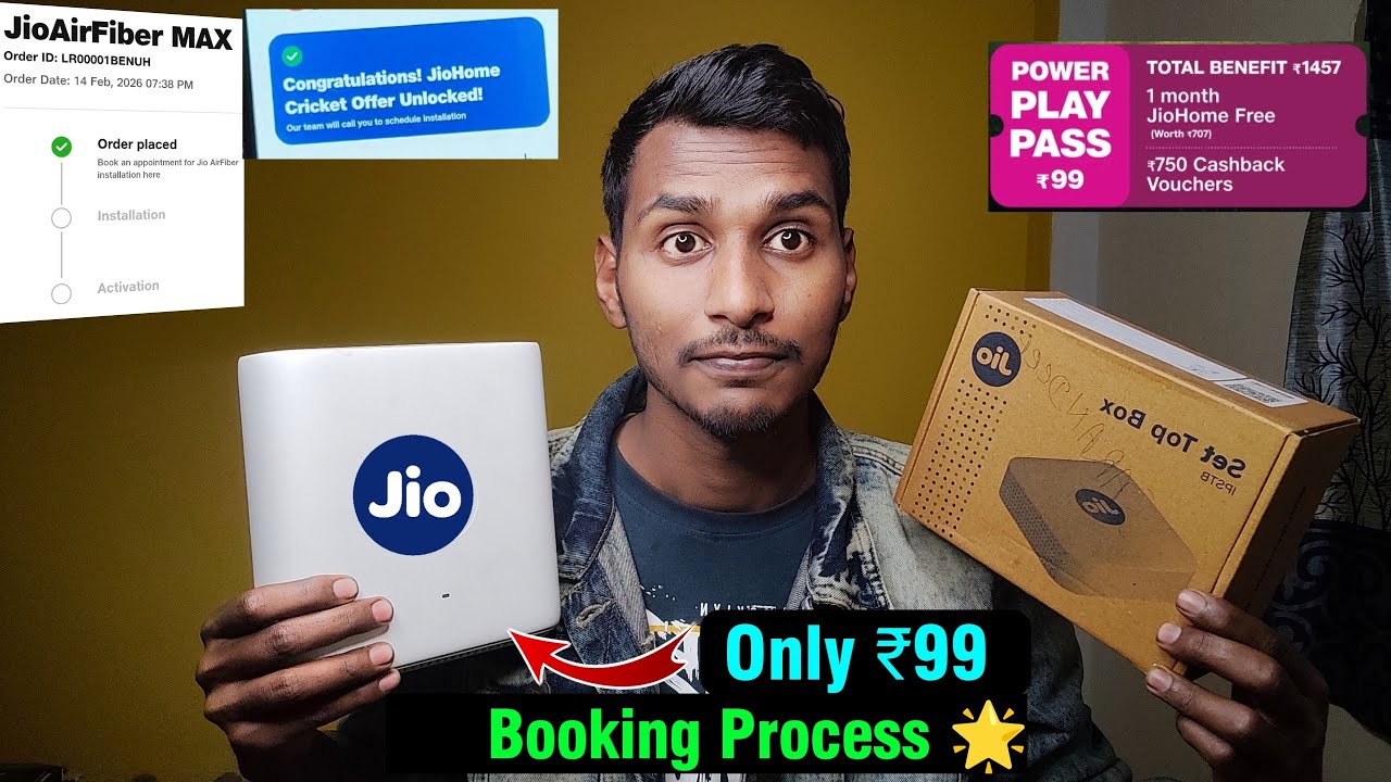 Jio AirFiber 🛜 Only ₹99 Booking Online |  JioHome Cricket Offer installation | Power Play PASS