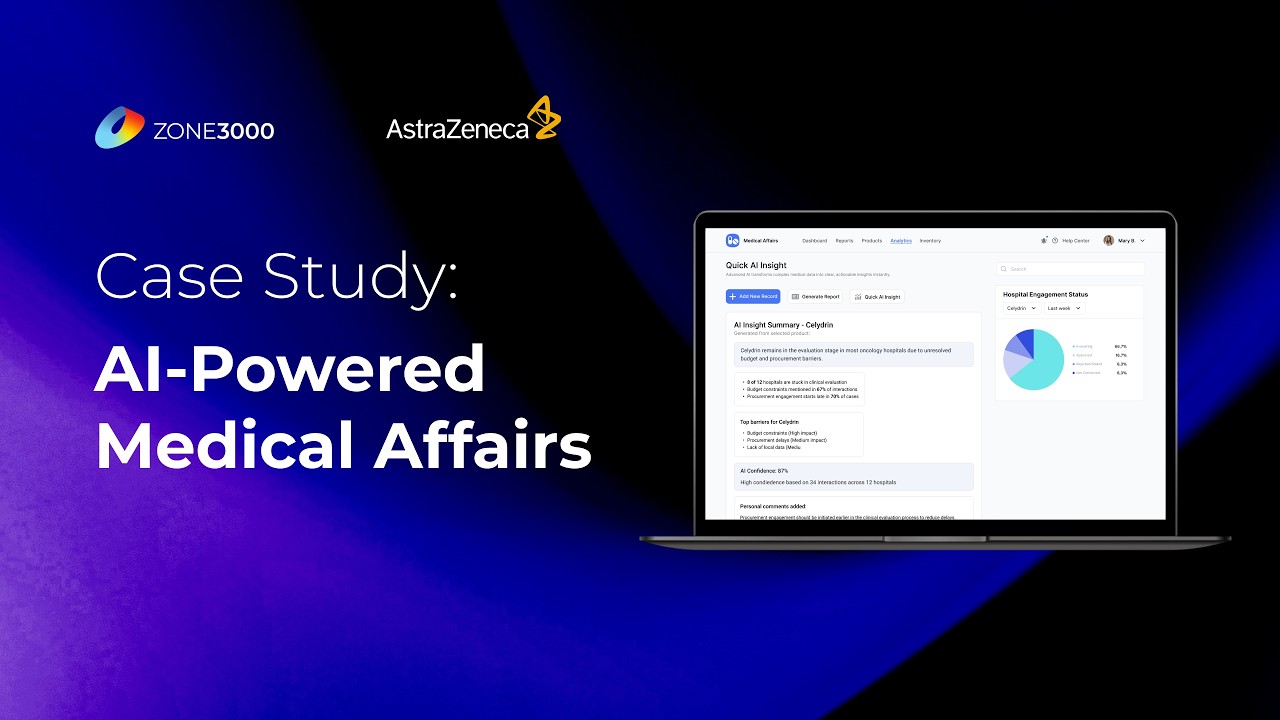 AI in Medical Affairs Case Study | Pharma Product Adoption&Hospital Insights Dashboard Demo|ZONE3000