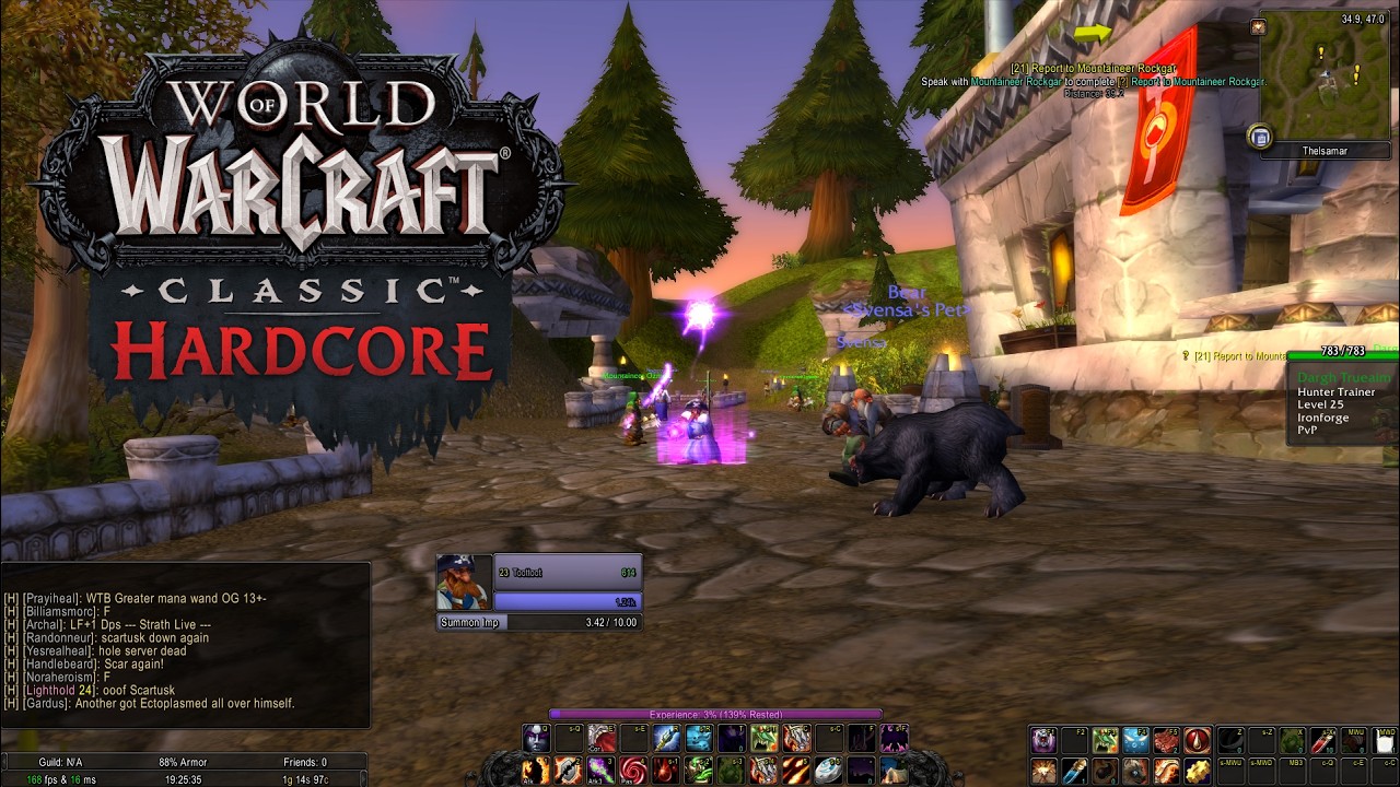 Turtle WoW Ambershire EU Livestream [HARDCORE MODE] - Lv30+ Dwarf Warlock
