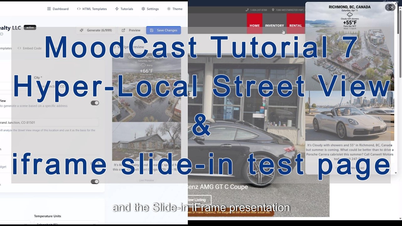 MoodCast Pro: Hyper-Local Street View & Slide-In Test Page for Agencies