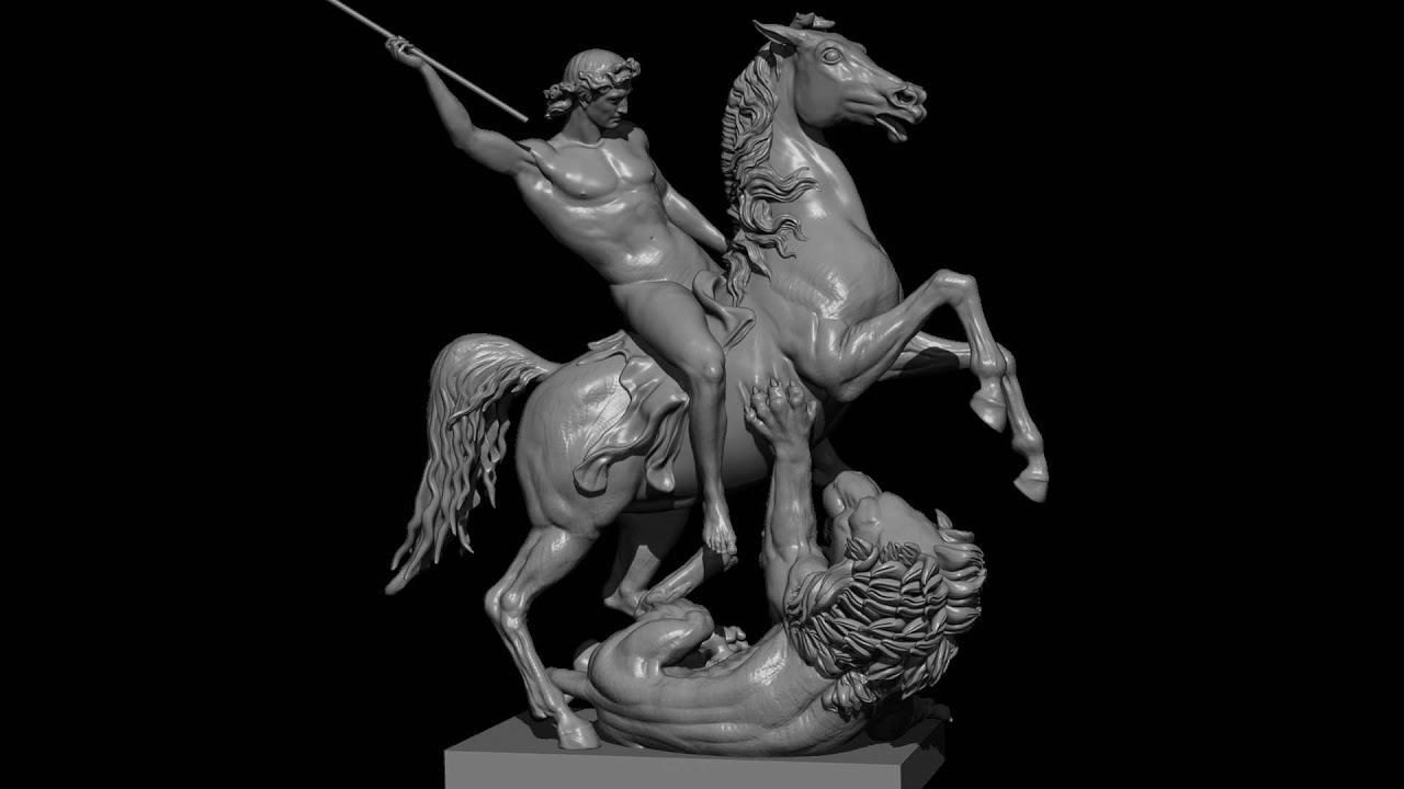 Close up Working on The Lion Fighter Statue  by Albert Wolff
