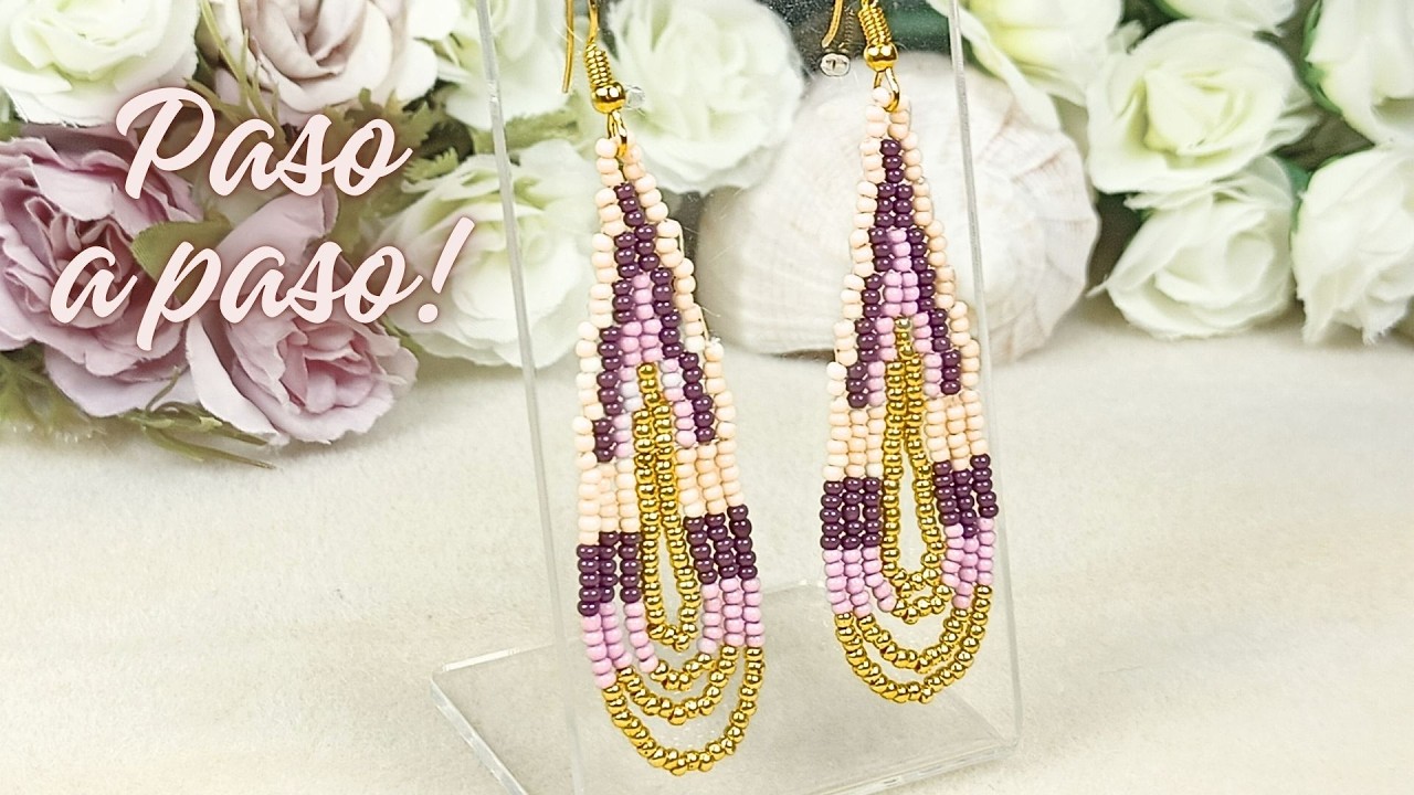 ✨ ¡Aretes con Flecos Circulares en Chaquira! 💫 ¡Súper Fáciles y 100% Artesanales!