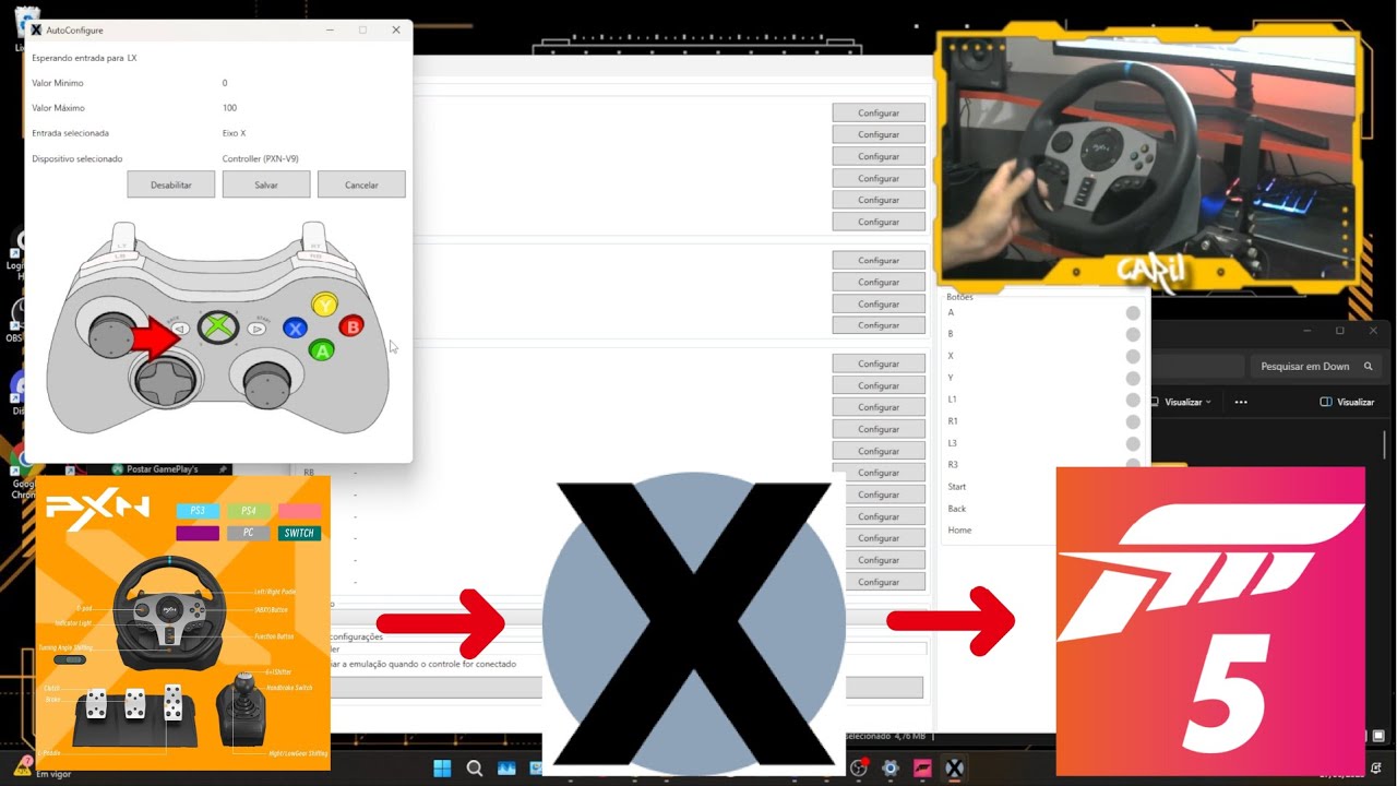 Como configurar o PXN V9 no Xoutput para Jogar Forza Horizon 5 | PXN V9 gen1 ou gen2