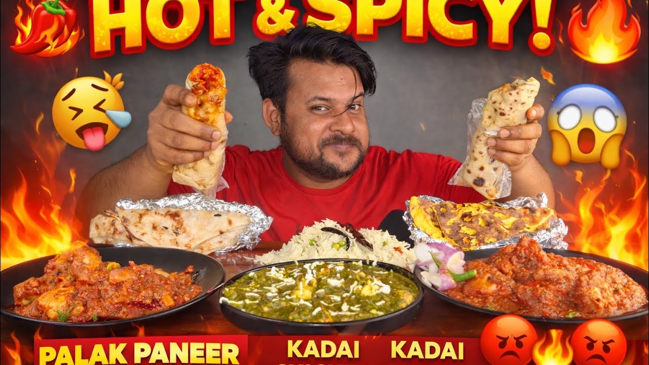 Eating chicken roll,chickenTikka masala,palak paneer,and kadhai chicken with Missy ROTI 