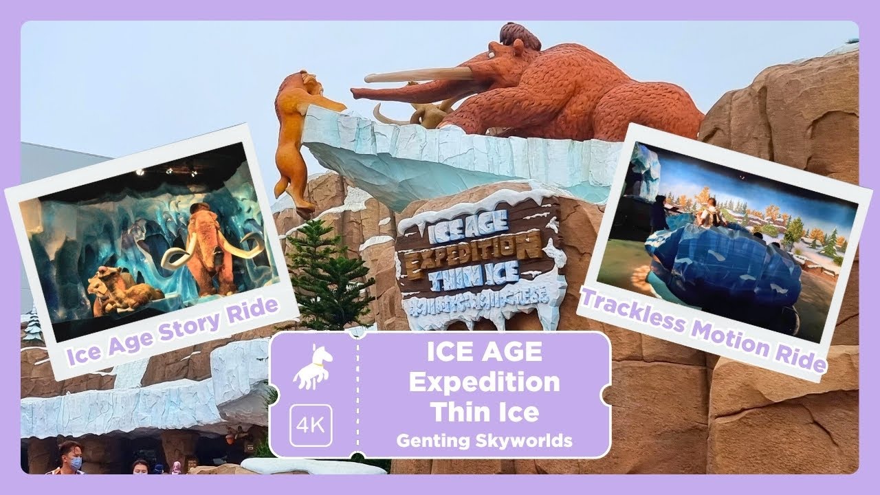 ICE AGE Expedition Thin Ice Ride - Genting SkyWorlds Theme Park [4K]