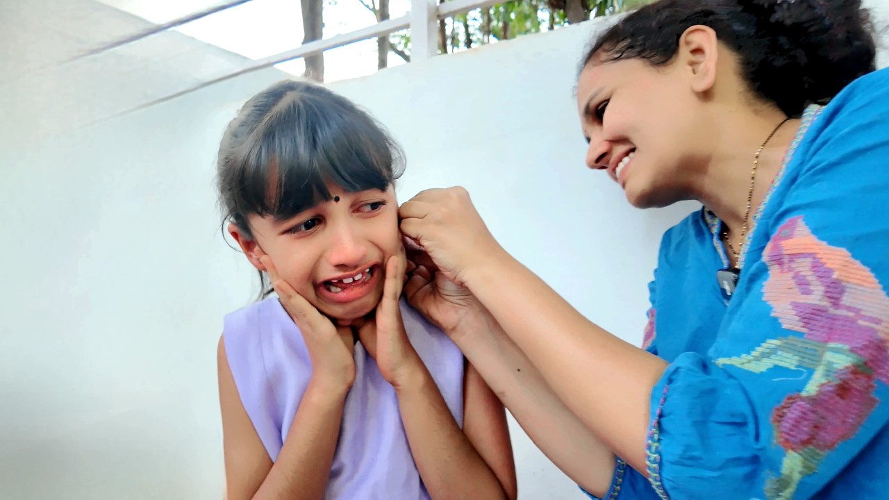 Ammu&rsquo;s Gold Earrings Shopping & Piercing 💫 | She Cried😭Non-Stop | Emotional Vlog | V5 Family Show