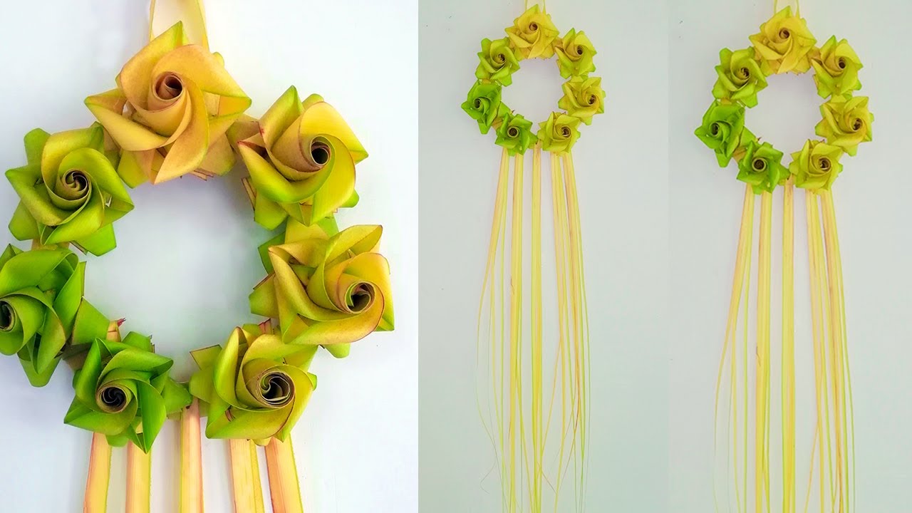 Coconut leaf Flower Wall Hanging craft ideas | Wall hanging | DIY wall decor | Home Decorating Ideas