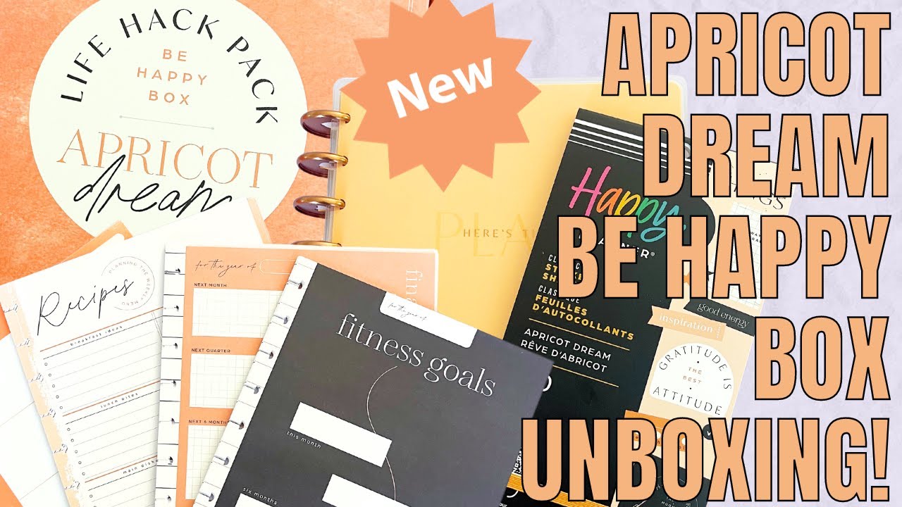 NEW Apricot Dream Be Happy Box Unboxing & Flip Through | Happy Planner Undated Planner & Stickers