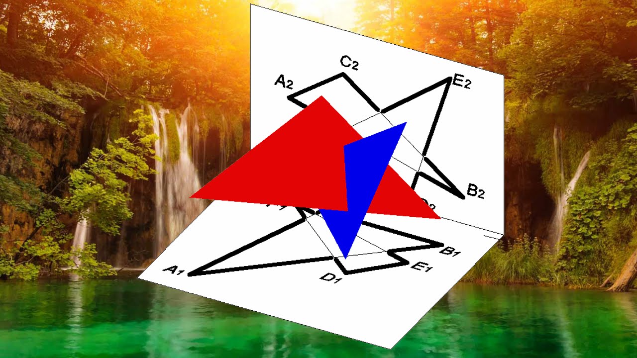 Interseção de dois triângulos - Interseção de dois planos - Geometria Descritiva