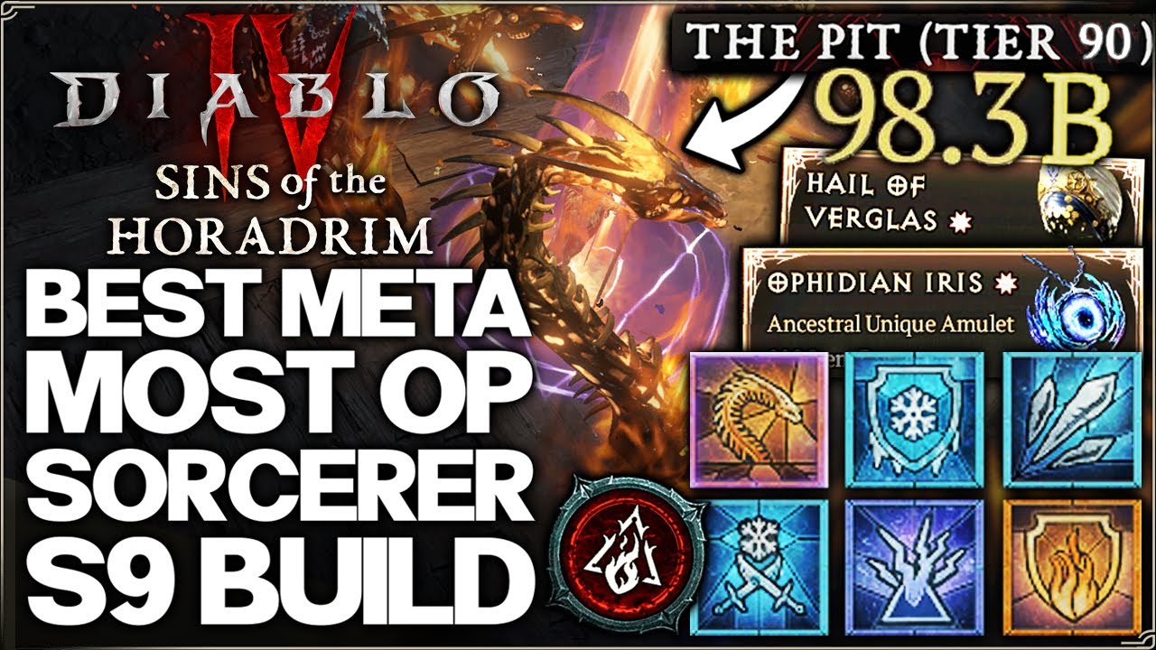 Diablo 4 - New Best OP BILLION DAMAGE Sorcerer Build - Season 9 Meta Hydra Ice Shards Combo Guide!