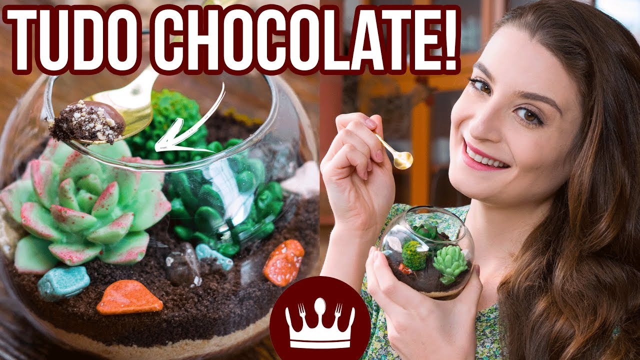 TERRÁRIO COMESTÍVEL DE CHOCOLATE (AQUÁRIO COM PLANTAS SUCULENTAS!) Cozinha do Bom Gosto - Gabi Rossi