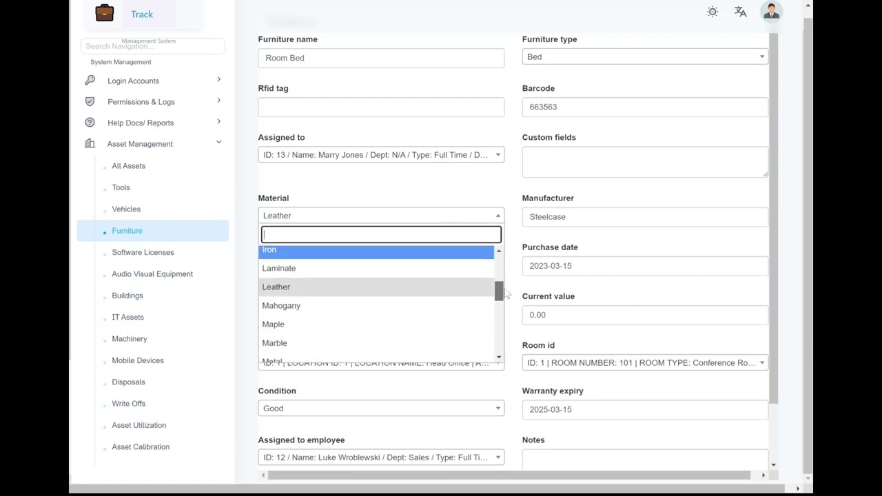 Furniture Module | Asset Management System SAAS | www.ownitweb.com