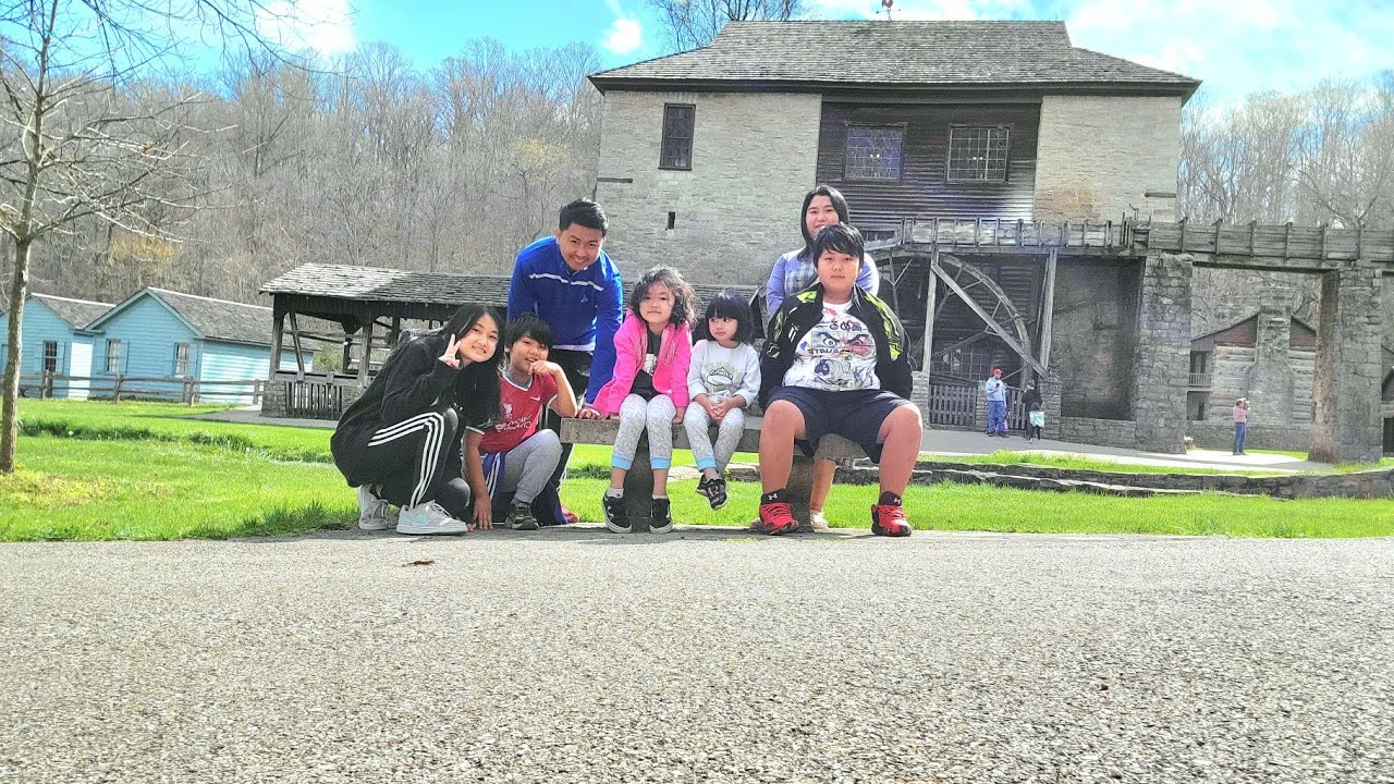 family trip to spring mill state park. pioneer village at Mitchell,Indiana