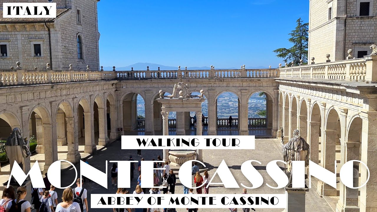 [4K]ITALY MONTE CASSINO ABBEY WALKING TOUR/WŁOCHY SPACER PO KLASZTORZE NA MONTE CASSINO