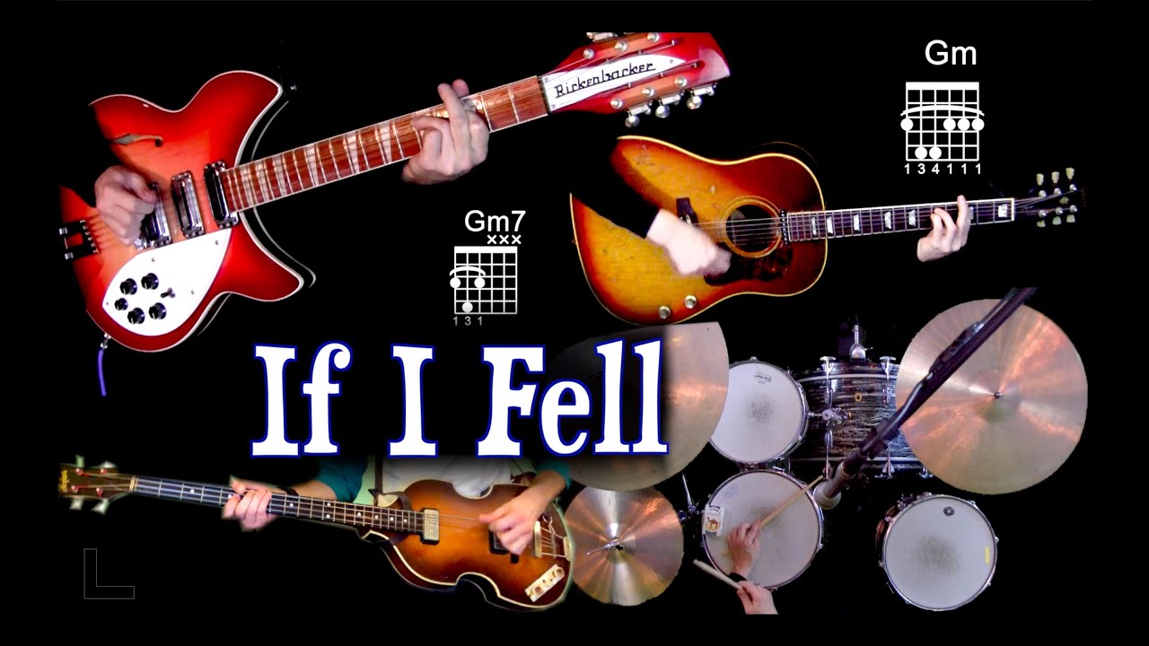 If I Fell | Guitars, Bass & Drums w/ Chords & Lyrics | Instrumental Cover