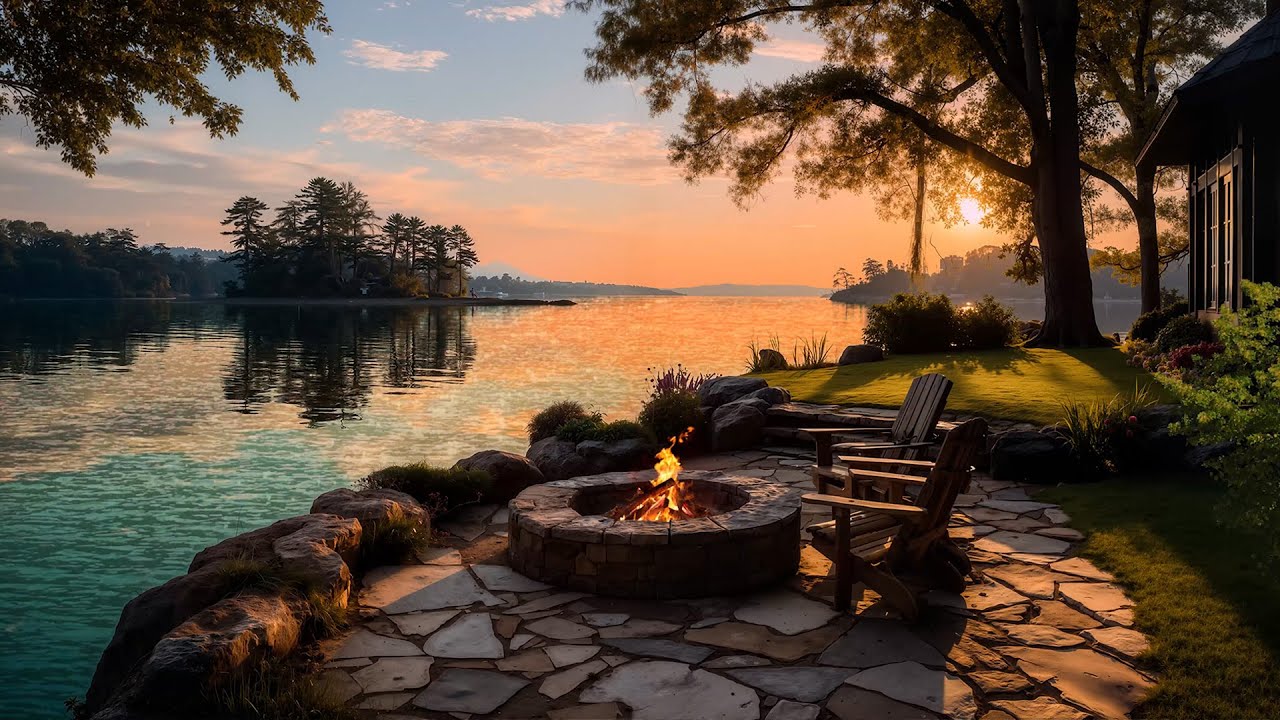 Tranquil Cabin by the Lake | Cozy Fire Pit and Soothing Nature Sounds for Relaxation