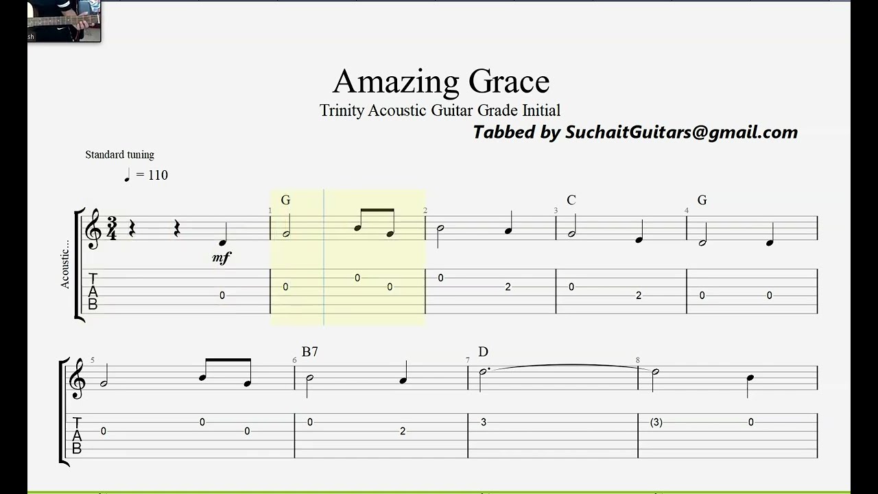 Amazing Grace (Full Track) Slow and Normal Speed - Trinity Acoustic Grade Initial