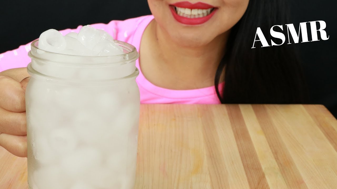 DRINKING A COLD GLASS OF ICE WATER & EATING ICE ~ ASMR (No Talking)