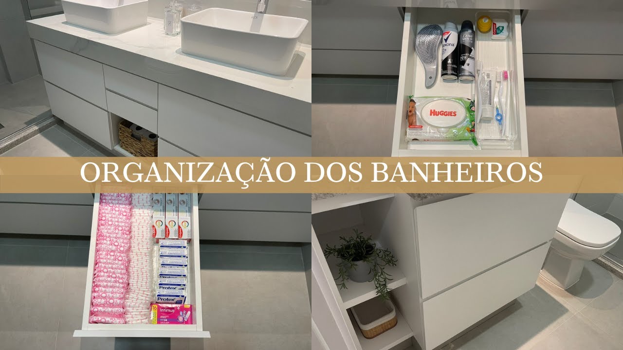 TOUR PELA ORGANIZAÇÃO DOS BANHEIROS | Organizando e Decorando os Banheiros do Apartamento Novo