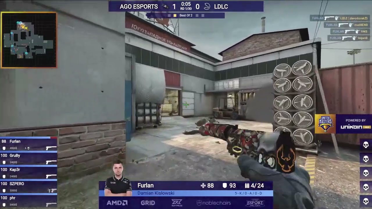 Furlan ace vs LDLC (pistol round, cache) top moments game | (CS:GO)