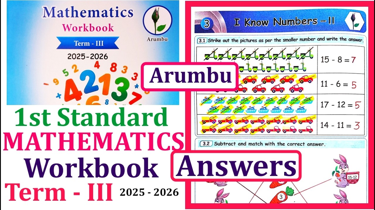 1st standard Maths workbook term 3 unit 3 I Know Numbers - II l term 3 workbook Answers 2026 #1ststd